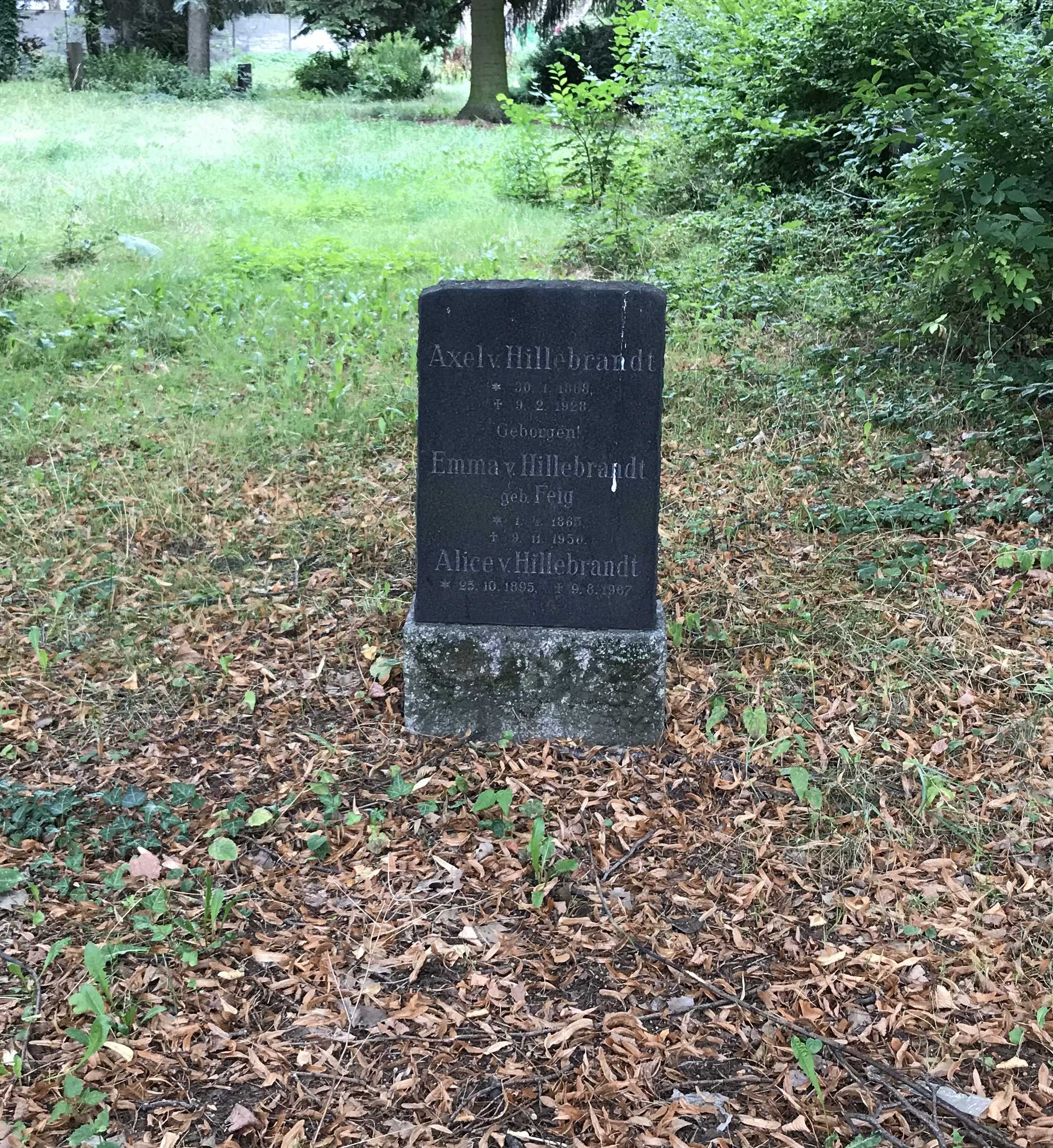 Grabstein Axel von Hillebrandt, Neuer St. Jacobi-Friedhof, Berlin-Neukölln, Deutschland